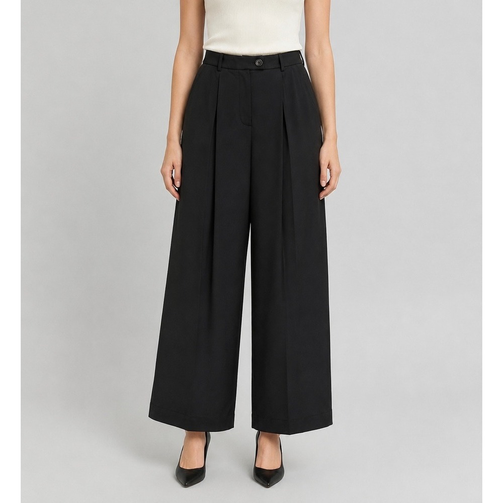 J.Crew Collection High Rise Wide Leg Satin Crepe Pants Womens 12 Black Trousers